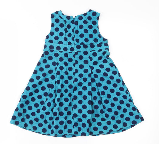 John Lewis Girls Blue Polka Dot A-Line Size 3 Years