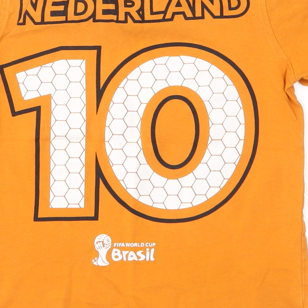 Brand and care label for brasil boys’ orange basic t-shirt, size 6-7, years