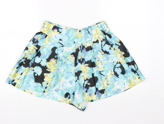 Additional front view of Preworn women’s blue floral paperbag shorts, size L
