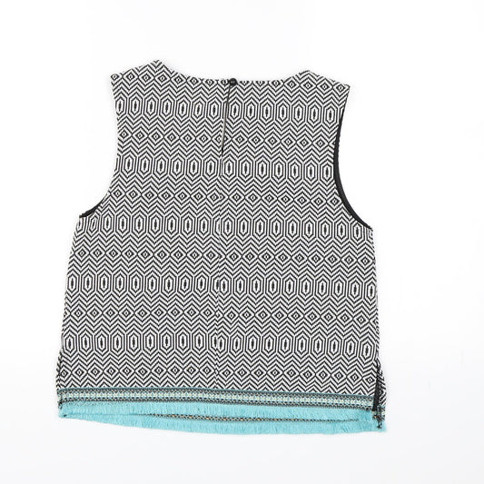 Candy Couture Girls Black Geometric Cropped Tank Size 14 Years