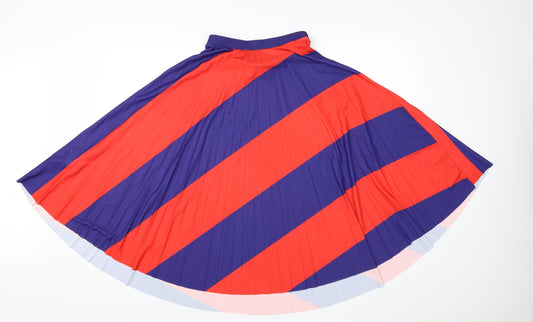 Bershka Womens Multicoloured Striped Pleated Skirt Size S