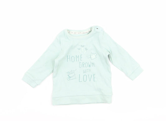 Additional front view of George Baby Green jumper, size 3-6, Months - home grown with love