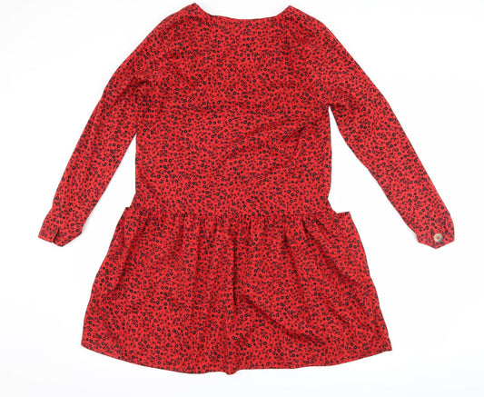 influence Womens Red Floral Skater Dress Size 10