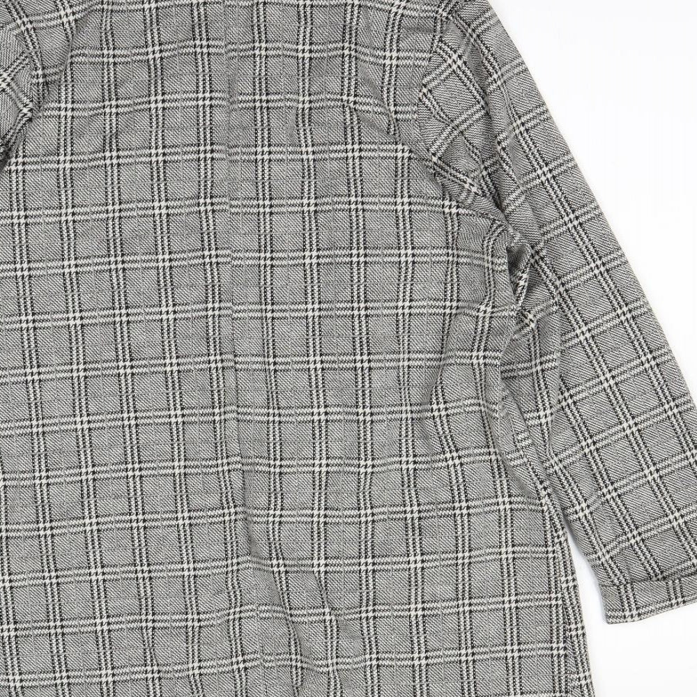Brand and care label for new look women’s black check jacket, size UK 10