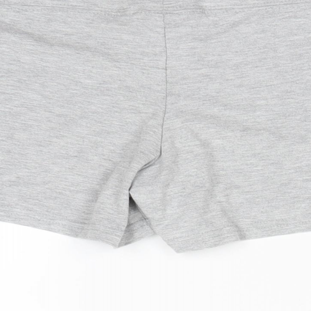 Brand and care label for rennox women’s grey cut-off shorts, size UK 12