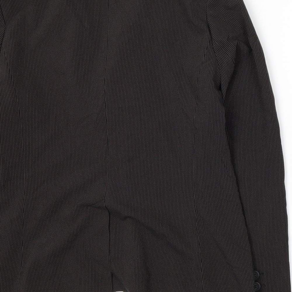 Brand and care label for New Look women’s black striped jacket suit jacket, size UK 14