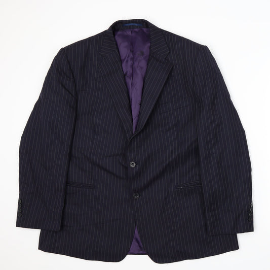 Paul Costelloe Mens Blue Striped  Jacket Suit Jacket Size XL
