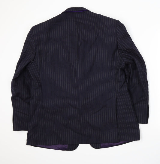 Paul Costelloe Mens Blue Striped  Jacket Suit Jacket Size XL