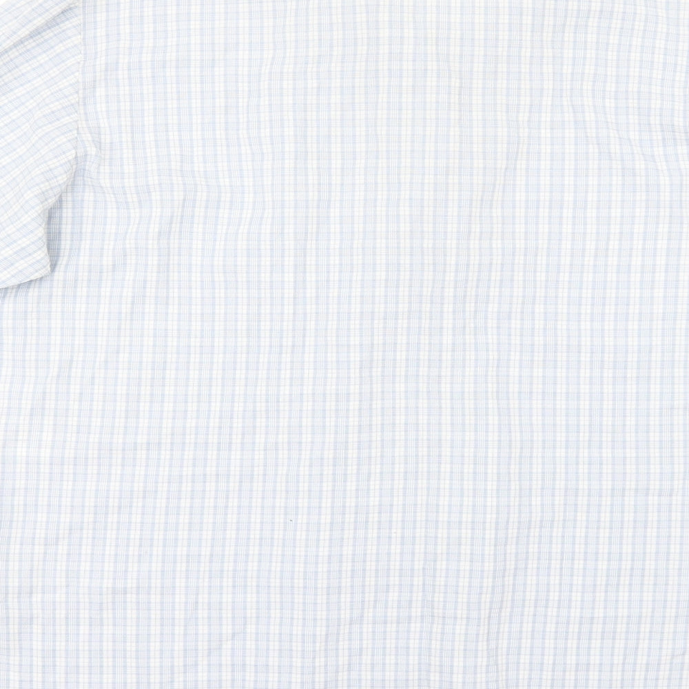 Brand and care label for Jumpers women’s blue check tunic button-up, size M