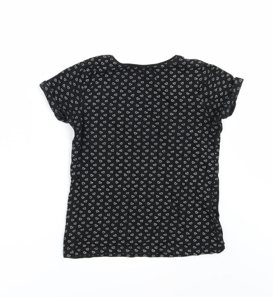 Young Dimension Girls Black Geometric Basic T-Shirt Size 8-9 Years
