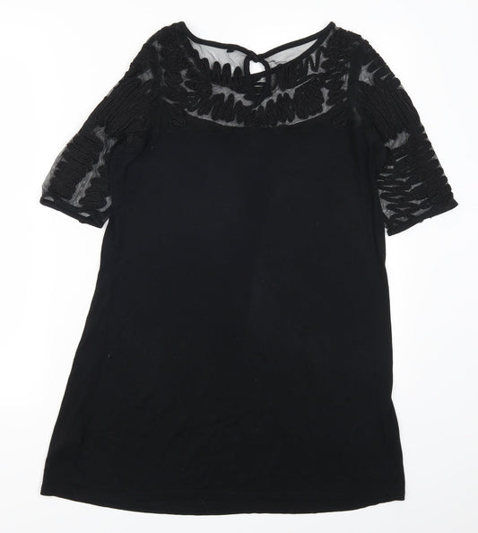 NEXT Womens Black Geometric Basic T-Shirt Size 8