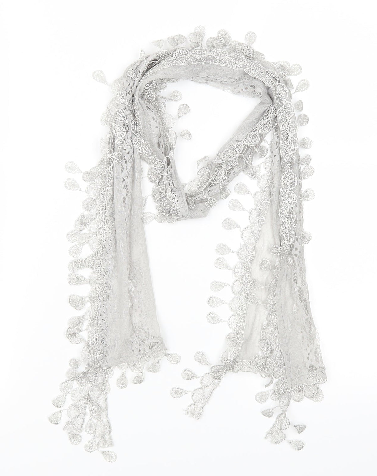 Front view of Preworn women’s grey scarf