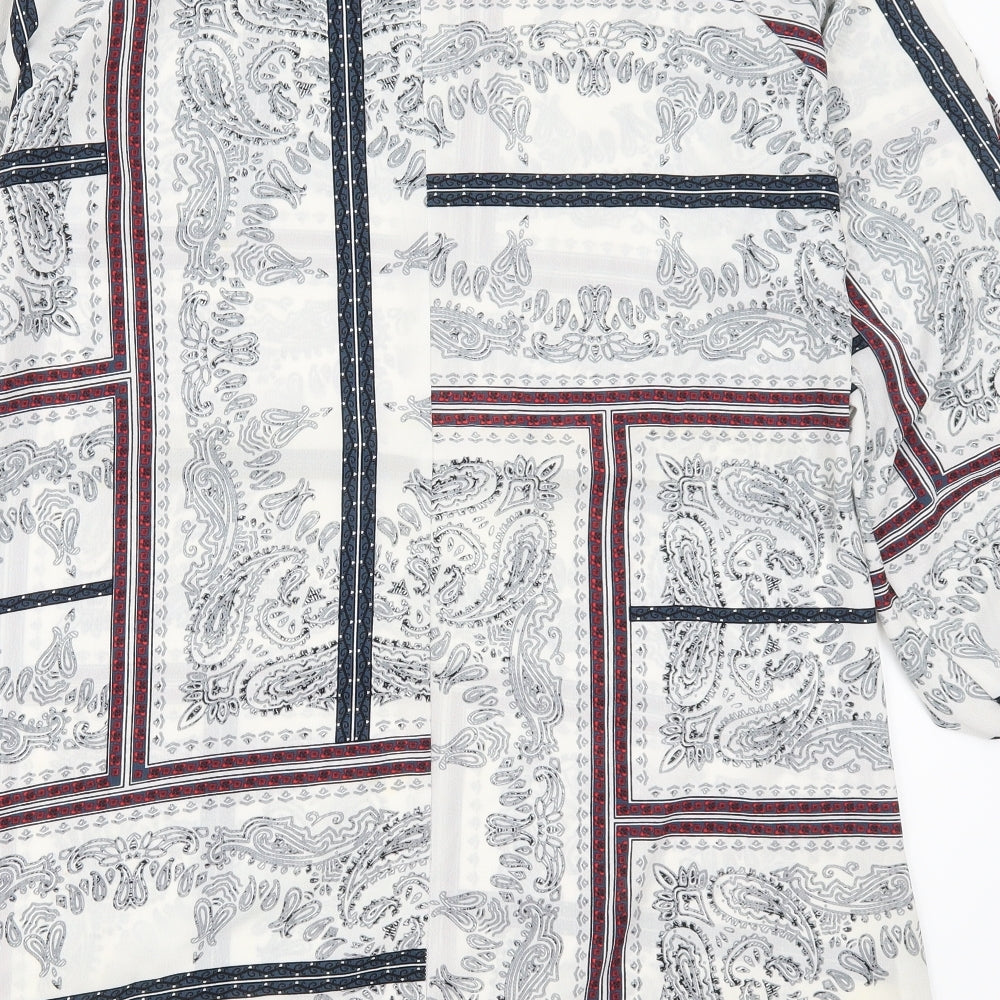 Brand and care label for eve women’s grey paisley a-line, size UK 12