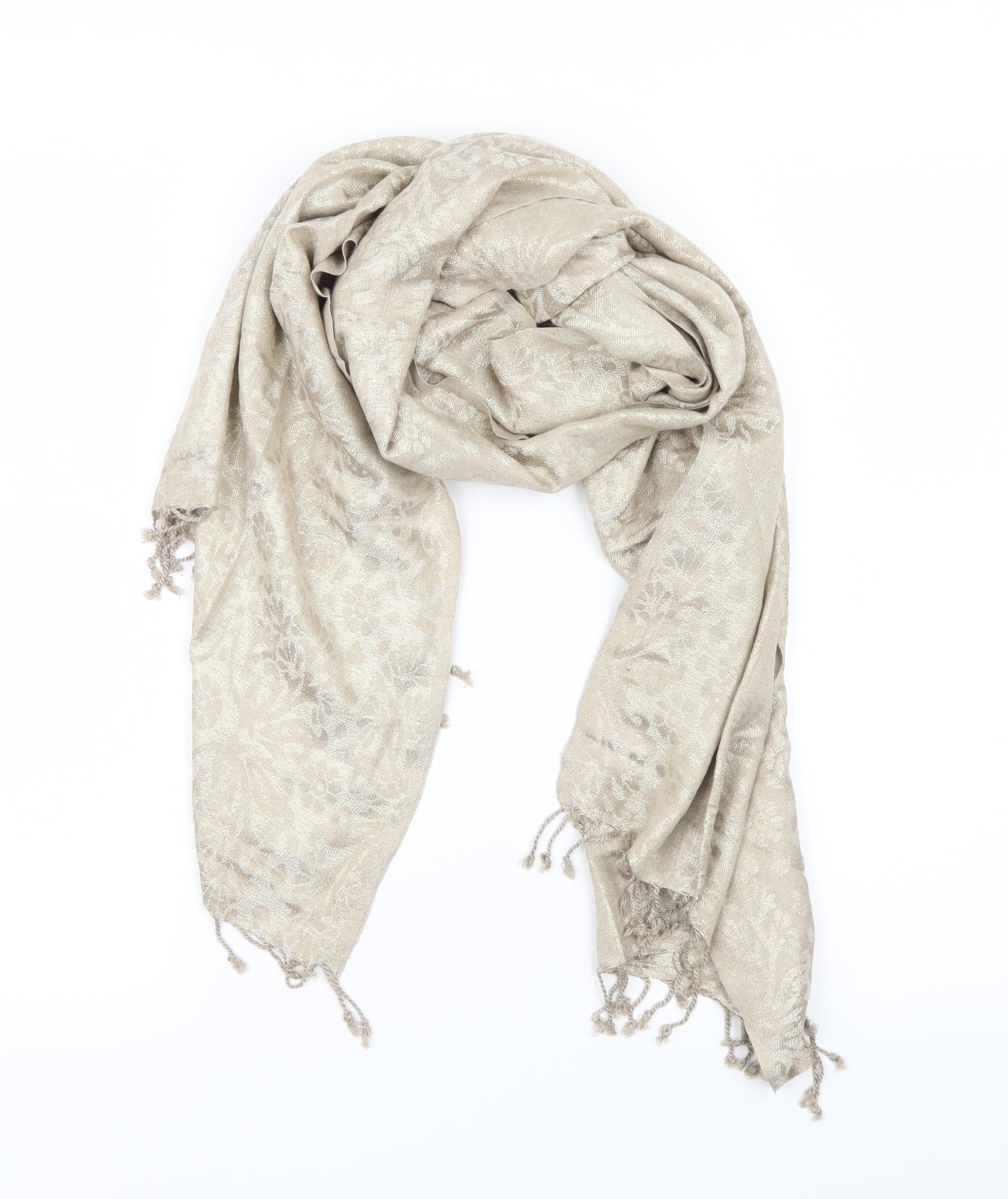 Preworn Womens Gold Geometric Scarf