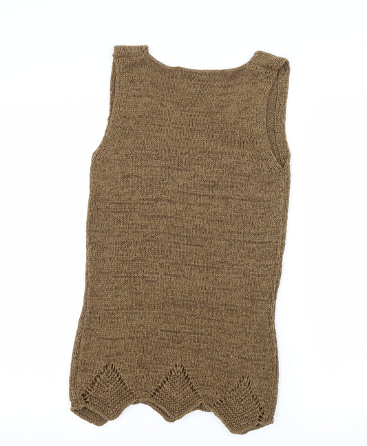 Bisou Womens Brown Knit Basic Tank Size M