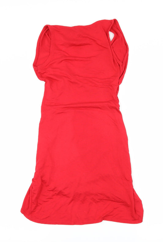 PRETTYLITTLETHING Womens Red Jersey Bodycon Size 4 - Cut Out Neckline
