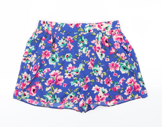 Additional front view of New Look women’s blue floral sailor shorts, size UK 8