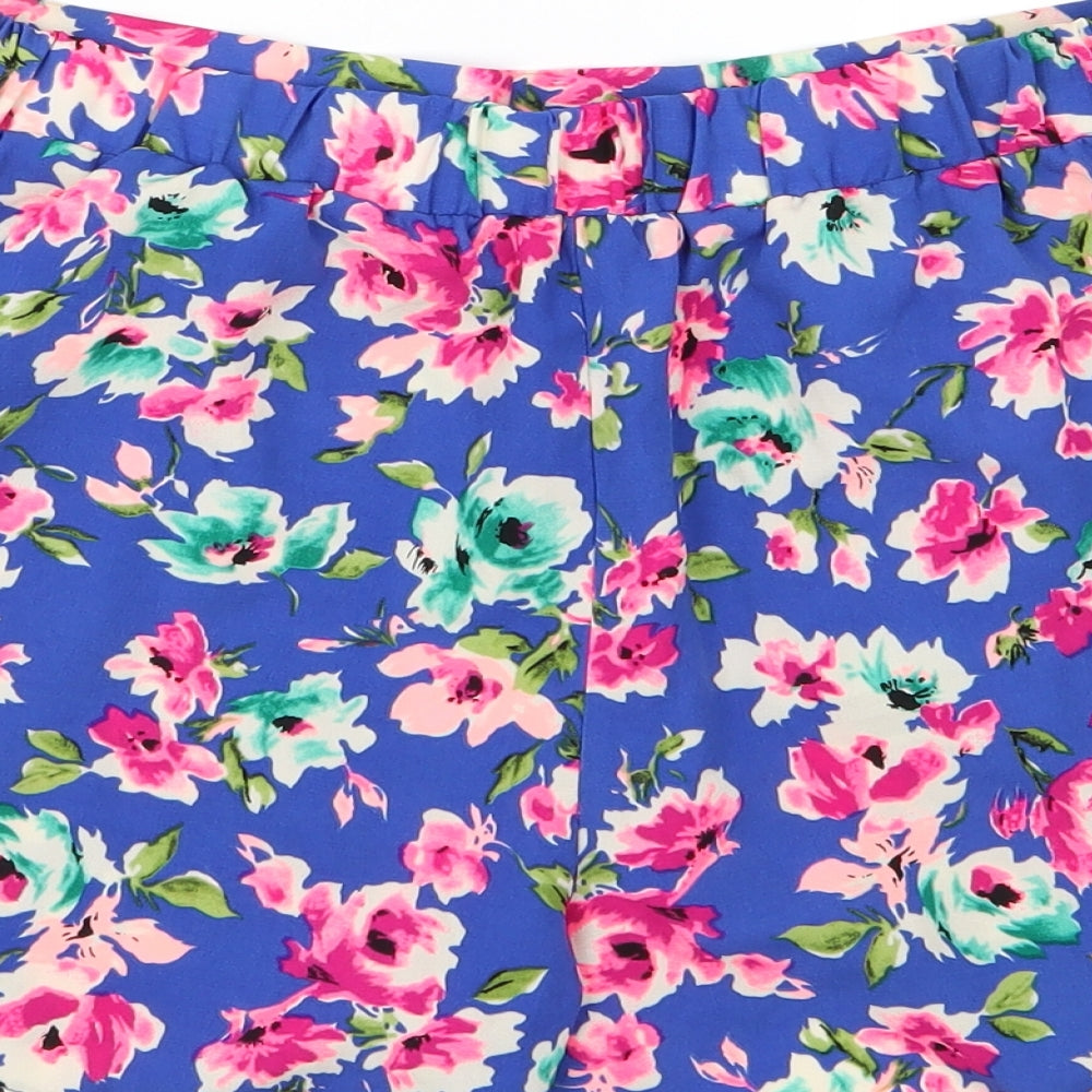 Brand and care label for New Look women’s blue floral sailor shorts, size UK 8