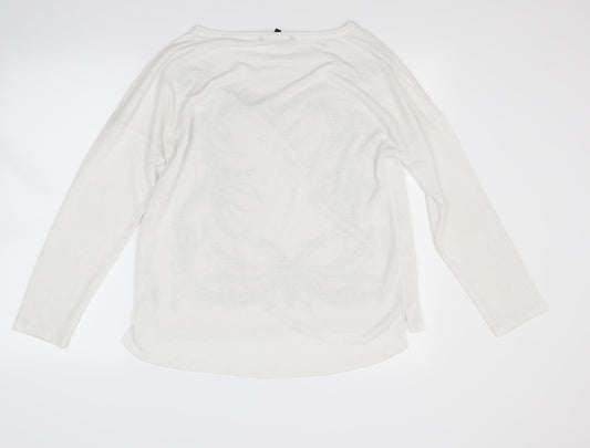elogy Womens White Pullover Jumper Size M
