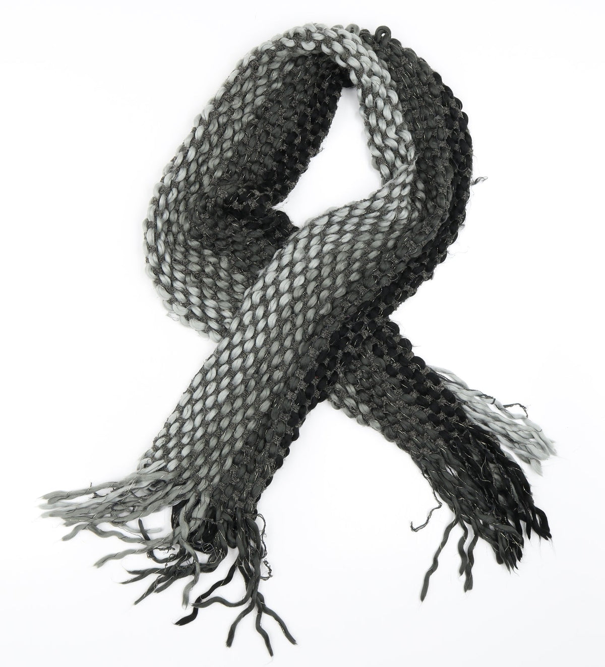 Front view of Preworn women’s grey scarf