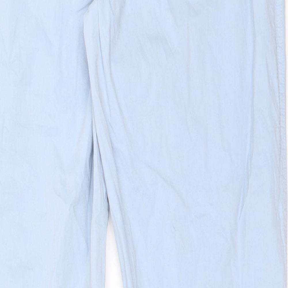 Brand and care label for Anna Gui women’s blue chino trousers, size UK 42, 30-inch leg