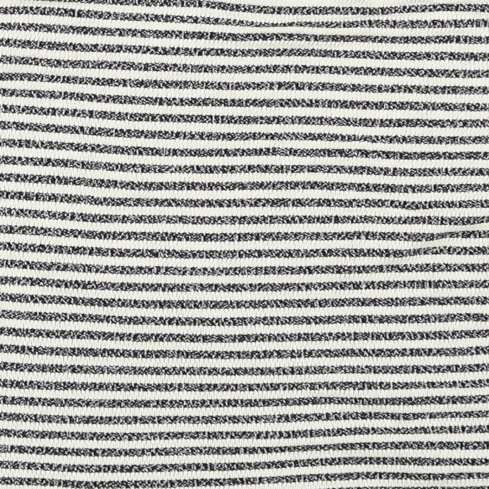Brand and care label for Next women’s beige striped jumper, size UK 10