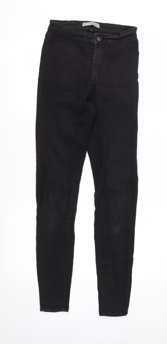 Additional front view of Denim & Co. women’s black denim skinny jeans, size UK 8, 30-inch leg
