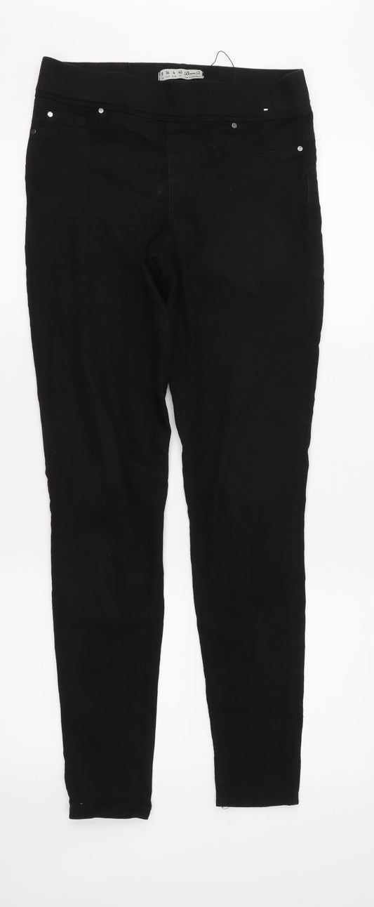 Additional front view of Denim & Co. women’s black denim jegging jeans, size UK 8, 32-inch leg