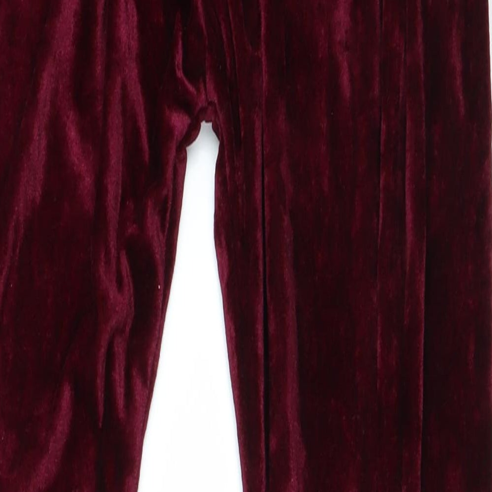 Brand and care label for Preworn women’s purple trousers, size S, 25-inch leg