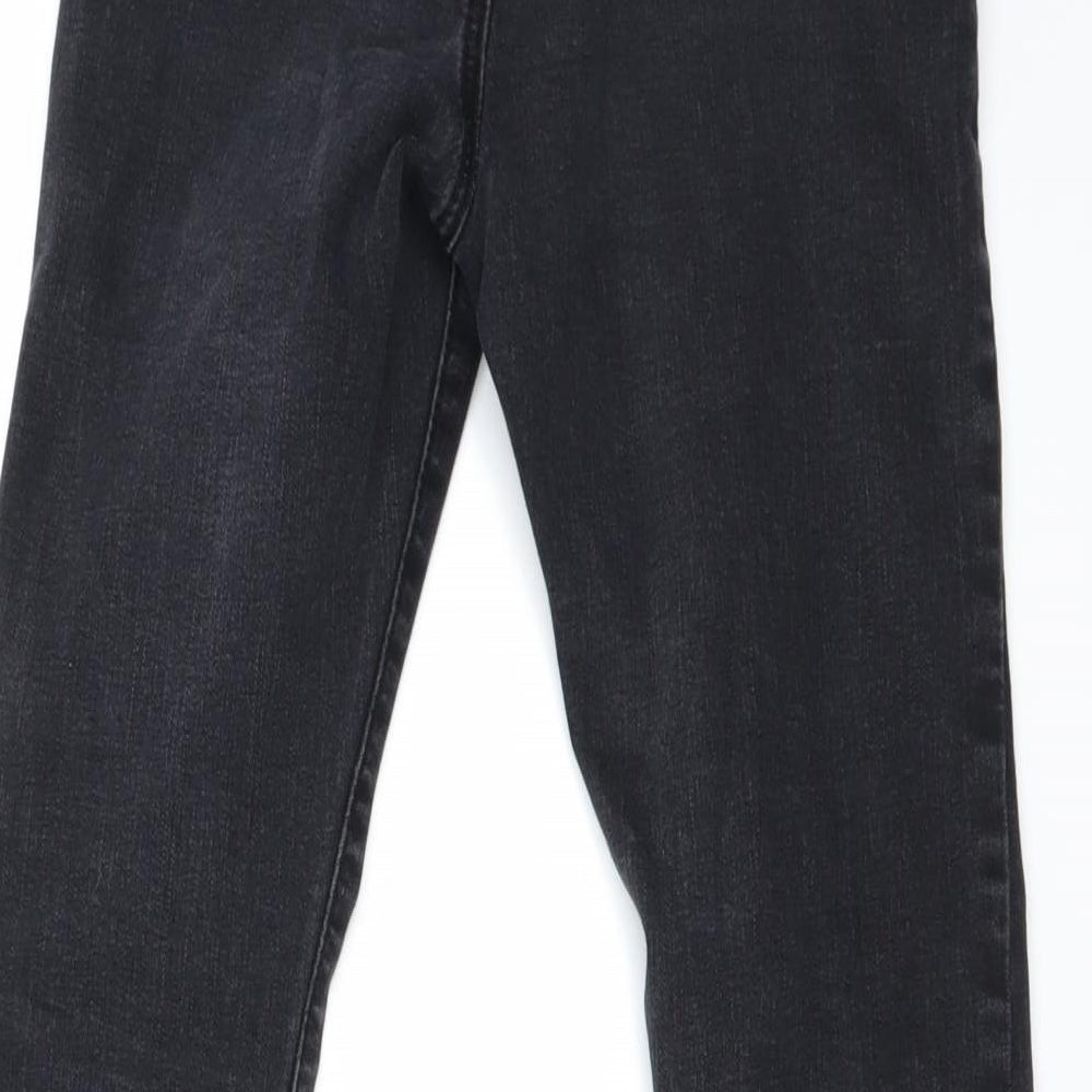 Brand and care label for women’s black straight jeans, size UK 8, 25-inch leg