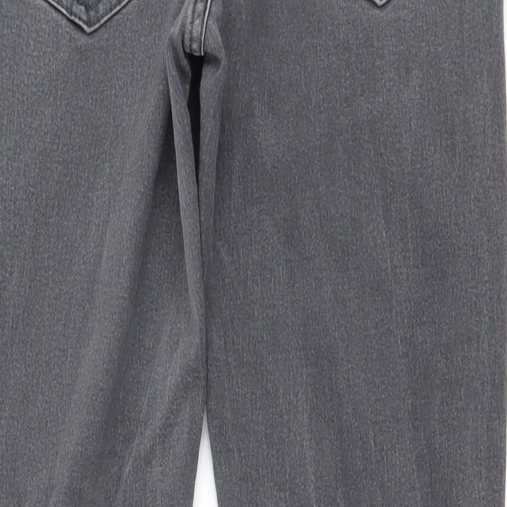 Brand and care label for women’s grey paisley skinny jeans, size UK 10, 23-inch leg