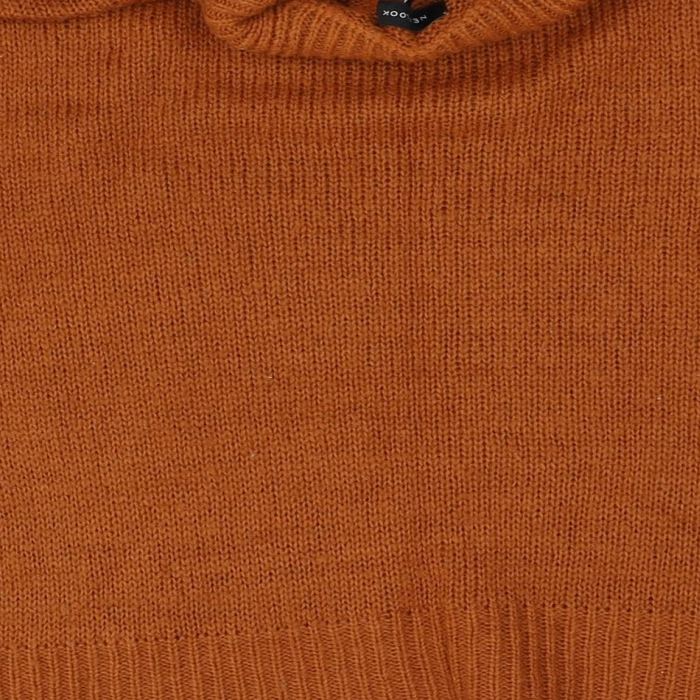 Brand and care label for New Look women’s orange jumper, size M