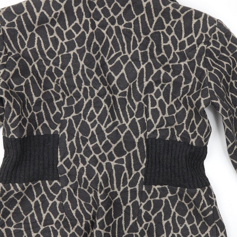 Brand and care label for FSR women’s grey animal print jacket, size UK 10
