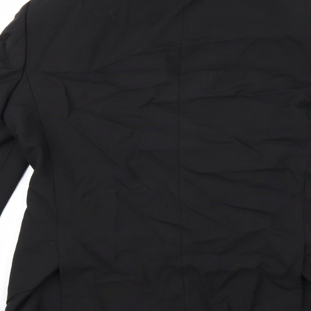 Brand and care label for Preworn men’s black jacket suit jacket, size 42