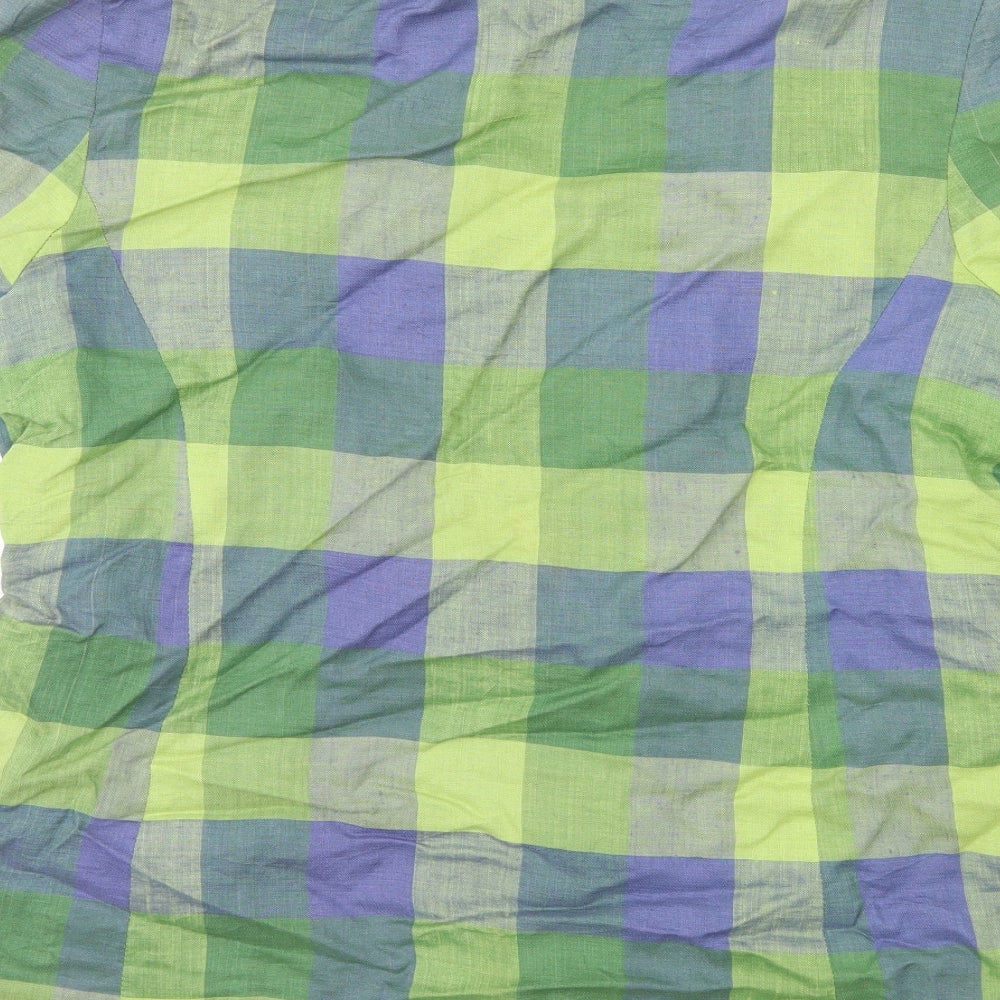 Brand and care label for Preworn women’s green check jacket blazer, size UK 16