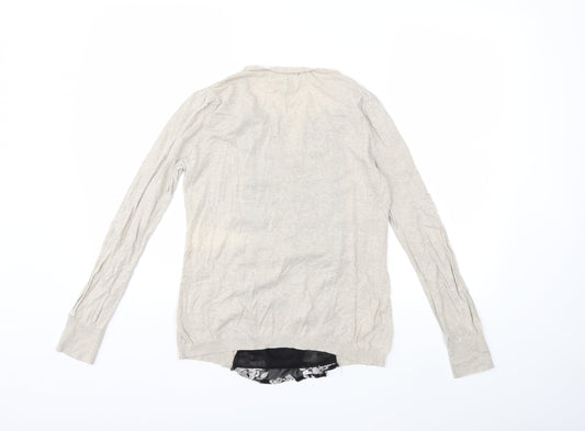 NEXT Womens Beige Floral Knit Cardigan Jumper Size 10