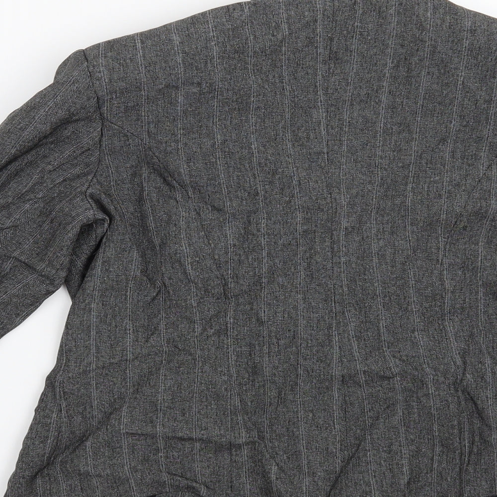 Brand and care label for Preworn women’s grey striped jacket blazer, size UK 10