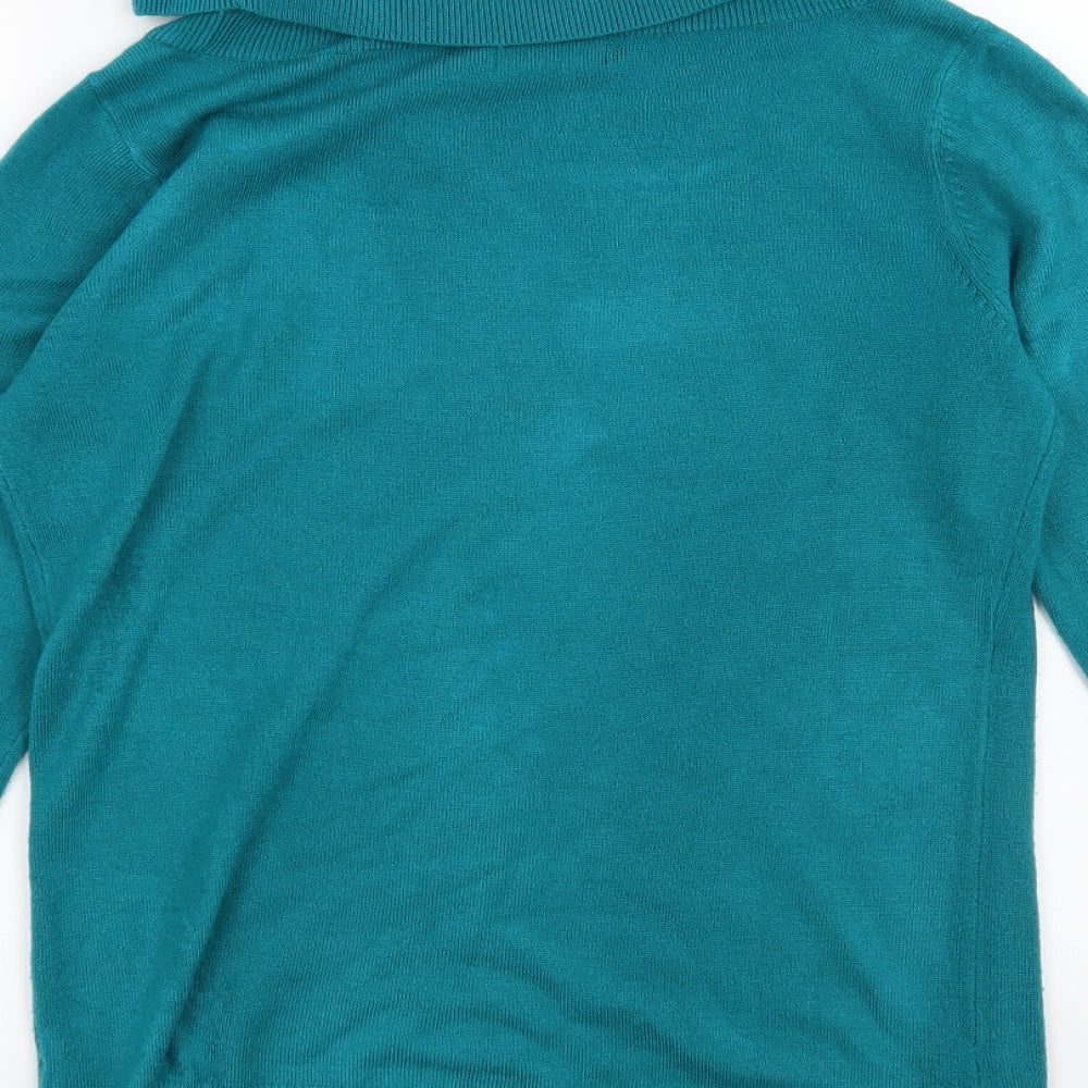 Brand and care label for Bonmarché women’s blue jumper, size S