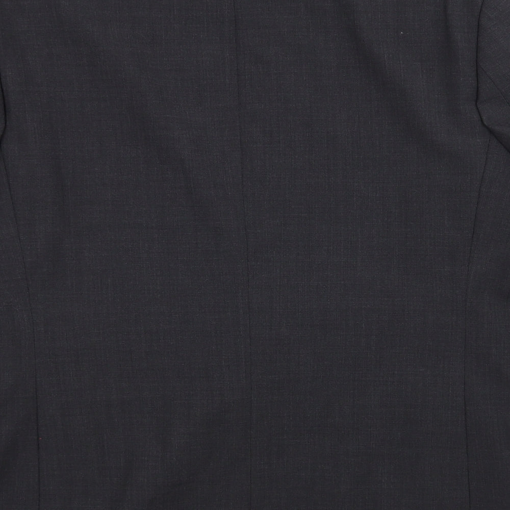 Brand and care label for Preworn men’s grey jacket suit jacket, size 42