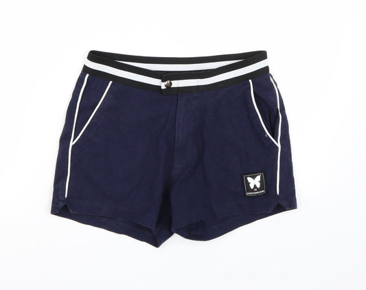 Additional front view of Good For Nothing women’s blue sweat shorts, size S