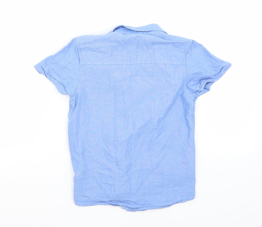 Rebel Boys Blue Rayon Basic Button-Up Size 7-8 Years
