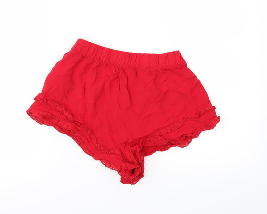 Back view of Forever 21 women’s red cut-off shorts, size S