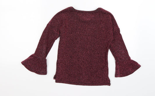nuytmeg Girls Pink Knit Pullover Jumper Size 6-7 Years - flute sleeve