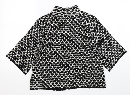 Mia Moda Womens Black Camouflage Knit Cardigan Jumper Size M