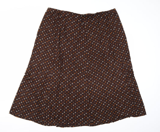 Preworn Womens Brown Geometric A-Line Skirt