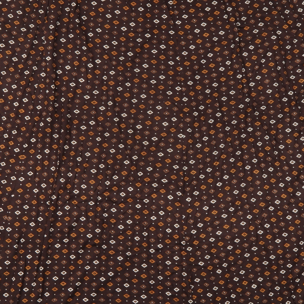 Brand and care label for Preworn women’s brown geometric a-line skirt