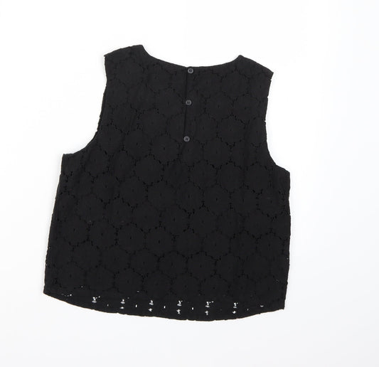 Marks and Spencer Girls Black Floral Cropped Tank Size 12-13 Years