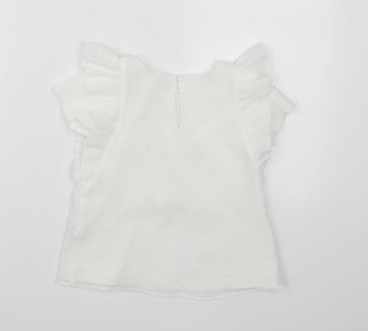 H&M Girls White Basic Blouse Size 6 Years
