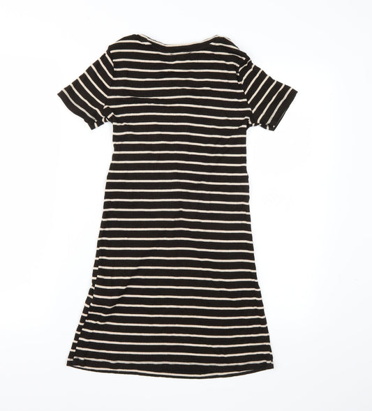 FOREVER 21 Womens Black Striped T-Shirt Dress Size S