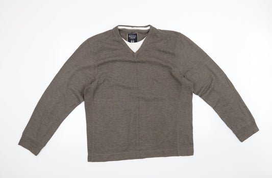 BOSTON CREW Mens Brown Pullover Jumper Size XL